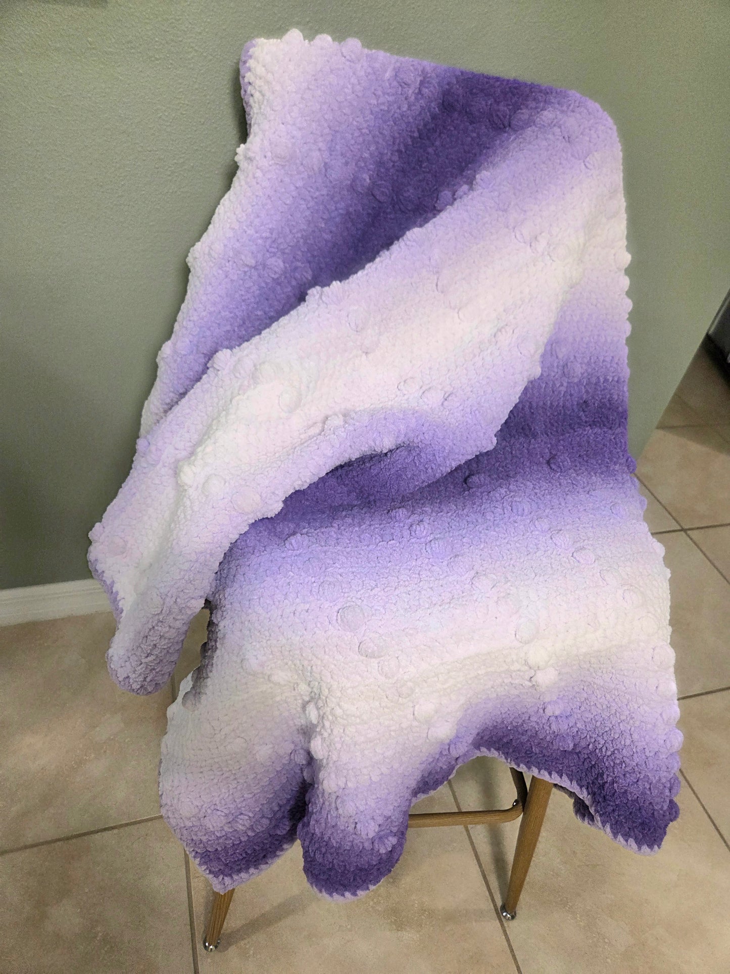Diagonal Bobble Textured Blanket Crochet Pattern