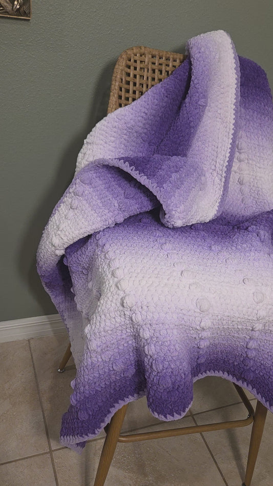 Diagonal Bobble Textured Blanket Crochet Pattern