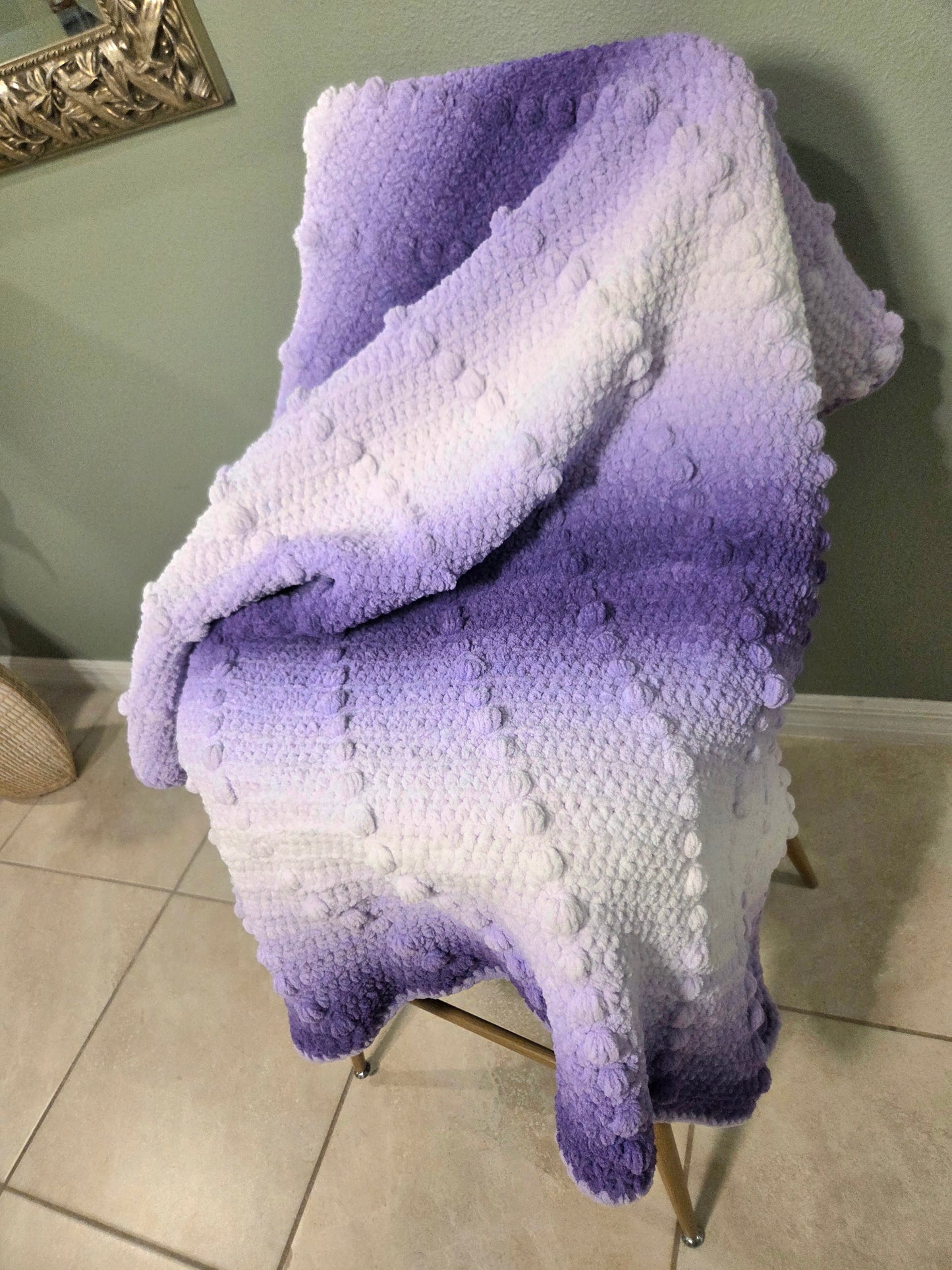 Diagonal Bobble Textured Blanket Crochet Pattern