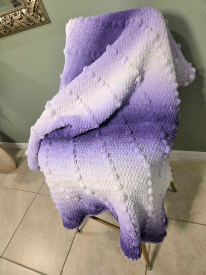 Diagonal Bobble Textured Blanket Crochet Pattern